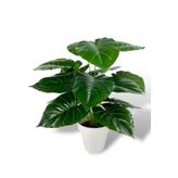Yapay Çiçek Krem Saksıda Pothos Yeşil Doğal Dokulu 18Dal 50Cm Salon Çiçeği Yapay Bitki