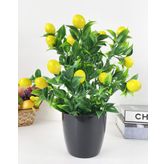 Yapay Çiçek Limon Ağacı Siyah Saksıda Limon 30cm