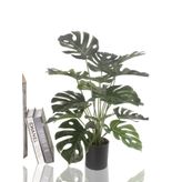 Yapay Çiçek Monstera Deve Tabanı Metal Mat Siyah Saksılı Yapay Bitki Salon Çiçeği