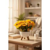 Yapay Çiçek Renkli Ayçiçeği Salon Çiçeği Zigon Saksıda Yapay Bitki 37*40Cm