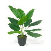 Yapay Çiçek Saksıda Yeşil Muz Yapraklı 12Dal 45Cm Salon Çiçeği Yapay Bitki Vitrin