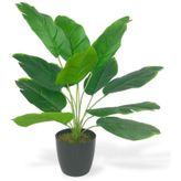 Yapay Çiçek Saksıda Yeşil Muz Yapraklı 12Dal 50cm Salon Çiçeği Yapay Bitki