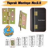 Yaprak Menteşe 2 Adet Prinç Sarı No:2.5 Mobilya Pencere Kapı Duşakabin Dolap Menteşesi Iki Kanatlı - 1