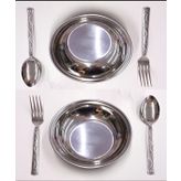 Yaşamboyu Garanti 6 Parça Yemek Seti 16cm Standart Porsiyon 2 Çelik Yemek Tabağı +2 Çatal +2 Kaşık