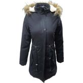 Yavuz Jenerik J01805 Çocuk Kız Gabardin Içi Kürklü Kapüşonlu Kaban - J01805 - Siyah - 11 Yaş