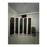 Yc Dekor Ahşap Paravan Ahşap Seperatör 5 Kanatlı Çift Taraflı Mdf Siyah
