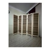 Yc Dekor Ahşap Paravan Ahşap Seperatör 5 kanatlı MDF Çift Taraflı Ceviz