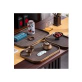 YDGR 2'li Bambu Dikdörtgen Kaydırmaz Sunum Tepsi Seti – Çay, Kahve Ve Yemek Için 40x30 Cm & 33x22 Cm