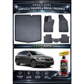 Yek Cars Fiat Egea Hatchback 2015 Model 3D Kokusuz Havuzlu Paspas Takımı ve 3D Bagaj Havuzu - Siyah