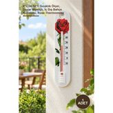 Yenilig 1 Adet Gül Desenli Termometre – 0°c Ile 50°c Sıcaklık Ölçer, Duvar Montajlı, Iç Dış Bahçe Kullanımı, Rose Thermometer