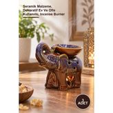 Yenilig 3 Adet Seramik Fil Figürlü Buhurdanlık – Seramik Malzeme, Dekoratif Ev ve Ofis Kullanımı, Incense Burner
