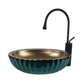 Yeşil Bronz Tezgah Üstü Çanak Lavabo