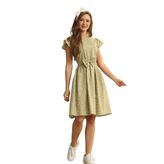 Yeşil Kelebek Kol Poplin Elbise