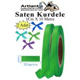 Yeşil Kurdele Saten 1 Cm 10 Metre 2 Adet Saten Kurdela Parlak Hediye Ve Süsleme Şeridi Süs Paketleme Çiçek Saç El
