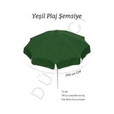 Yeşil Plaj Şemsiyesi 200 Cm Çap /10 Telli, Polyester Kumaş Yeşil