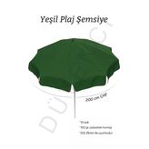 Yeşil Plaj Şemsiyesi 200 Cm Çap /10 Telli, Polyester Kumaş