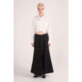 Yıkamalı Maxi Jean Etek - Gri - S