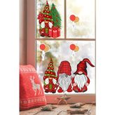 Yılbaşı Cüceler Ve Balonlar Pencere Sticker Yılbaşı Sevimli Cüceler Sticker