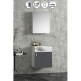 Yıldız 45 Cm Beyaz-antrasit Gri Mat Mdf Seramik Lavabolu Asma Banyo Dolabı Takımı