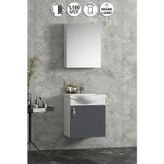 Yıldız 45 cm Beyaz-Antrasit Gri Mat MDF Seramik Lavabolu Asma Kulplu Banyo Dolabı Takımı