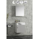 Yıldız 45 cm Beyaz-Sis Gri MDF Seramik Lavabolu Asma Banyo Alt Dolabı