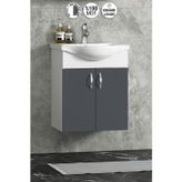 Yıldız 50 cm Antrasit Gri MDF Seramik Lavabolu Asma Alt Banyo Dolabı