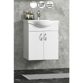 Yıldız 50 Cm Beyaz Mdf Seramik Lavabolu Asma Alt Banyo Dolabı