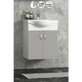 Yıldız 50 cm Sis Gri MDF Seramik Lavabolu Asma Alt Banyo Dolabı
