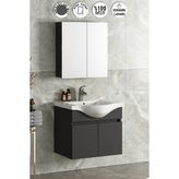 Yıldız 55 cm Antrasit Gri Mat Mdf Seramik Lavabolu Asma Banyo Dolabı Takımı