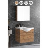 Yıldız 55 cm Atlantik Çam MDF Seramik Lavabolu Asma Banyo Dolabı Takımı