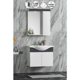 Yıldız 55 cm Beyaz-Antrasit Gri Mat MDF Seramik Lavabolu Asma Banyo Dolabı Takım