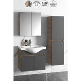Yıldız 55+35 cm Antrasit Gri Mat-Atlantik Çam MDF Seramik Lavabolu Asma Banyo Dolabı Takımı