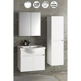 Yıldız 55+35 cm Beyaz Mdf Seramik Lavabolu Sepetli Asma Banyo Dolabı Takımı
