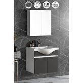 Yıldız 65 Cm Beyaz-antrasit Gri Mdf Asma Banyo Dolabı Takımı Beyaz - Antrasit