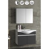 Yıldız 80 Cm Beyaz-antrasit Gri Mdf Asma Banyo Dolabı Takımı Beyaz - Antrasit