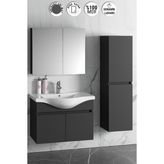 Yıldız 80+35 cm Antrasit Gri Mat Mdf Seramik Lavabolu Sepetli Asma Banyo Dolabı Takımı