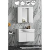 Yıldız Asma 75 Cm Beyaz Mdf Seramik Lavabolu Banyo Dolabı Takımı Beyaz