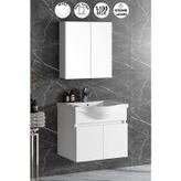 Yıldız Dıştan 65 Cm Beyaz Mdf Seramik Lavabolu Asma Banyo Dolabı Takımı