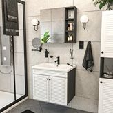 Yıldız Elegance Panjur Kapaklı | Aynalı | Lavabolu | Askılı | Banyo Lavabo Dolabı Seti | Antrasit - Beyaz ANTRASİT - BEYAZ
