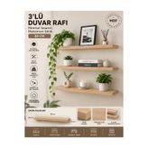 yıldız trend 3’lü Ahşap Renginde Mdf Raf