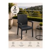 Yognetic Veyra Rattan Kollu Plastik Bahçe & Balkon Sandalyesi | Dayanıklı, Geniş Oturum - 2 ADET