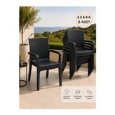 Yognetic Veyra Rattan Kollu Plastik Bahçe & Balkon Sandalyesi | Dayanıklı, Geniş Oturum - 6 ADET