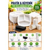 YOK YOK AMBALAJ 50'li 3 Bölmeli Köpük Tabak Seti - Kullan At Tabildot Yemek Tabağı 50 Adet