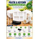 YOK YOK AMBALAJ 50'li 5 Bölmeli Köpük Tabak Seti Kullan At Tabildot Yemek Tabağı Piknik Parti Organizasyon Seti