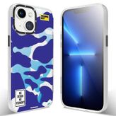 YoungKit Kamuflaj iPhone 13 Mavi Silikon Kılıf