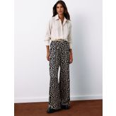 Yüksek Bel Leopar Pantolon - Siyah