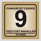 Yüksel 34 Kapı Numarası Daire Numarası 10 x 10 cm - Altın