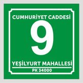 Yüksel 34 Kapı Numarası Daire Numarası 10 x 10 cm - Yeşil