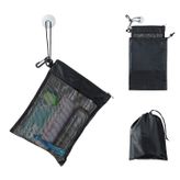 YUMA Active Duş Çantası Sepeti, File Caddy Tuvalet Düzenleyici 30,4 cm U x 22,4 cm G, Vantuzlu Kompakt ve Hafif, Asmak için İp, Fermuarlı ve Büzme İpli Kesesi 35,4 cm U x 25,4 cm G, Siyah