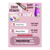 YUNUS COPY Okul Etiketi Kalem Defter Etiketi Sevimli Ayıcık Pembe Temalı Özel İsim Yazılabilen Etiket - 252Adet